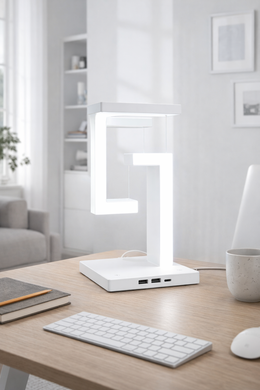 Designová levitační LED lampa s bezdrátovým nabíjením