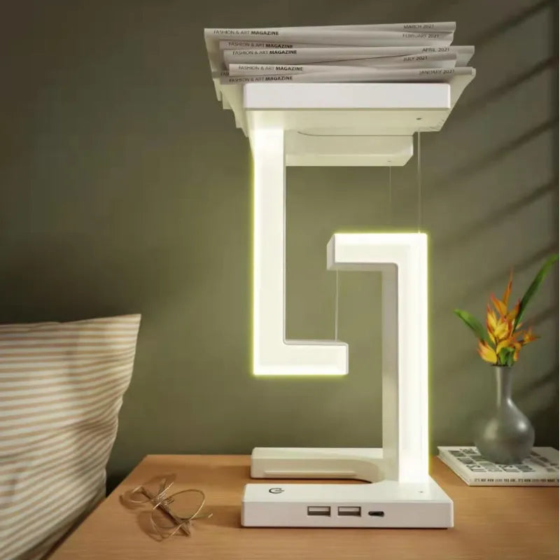 Designová levitační LED lampa s bezdrátovým nabíjením